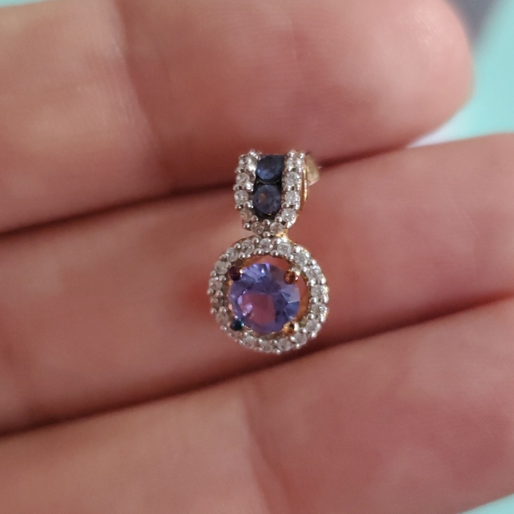 Simulated Tanzanite Amethyst Earrings - Picture 3 of 5